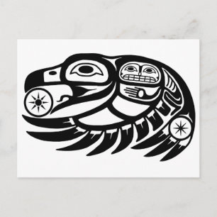 Raven Native American Design Vykort