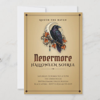 Raven Nevermore Gotisk Halloweenfest Invitation Inbjudningar