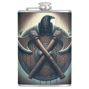 Raven och Axes - Norse Warrior Shield Wall Art Fickplunta