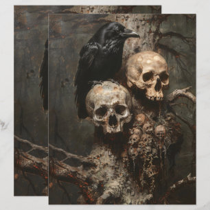 Raven och Döskallar Spooky Scrapbook Papper