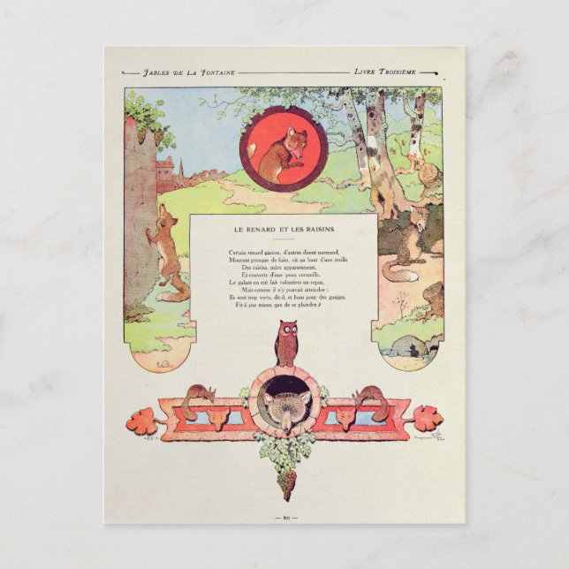 räven och druvorna vykort (Framsida)