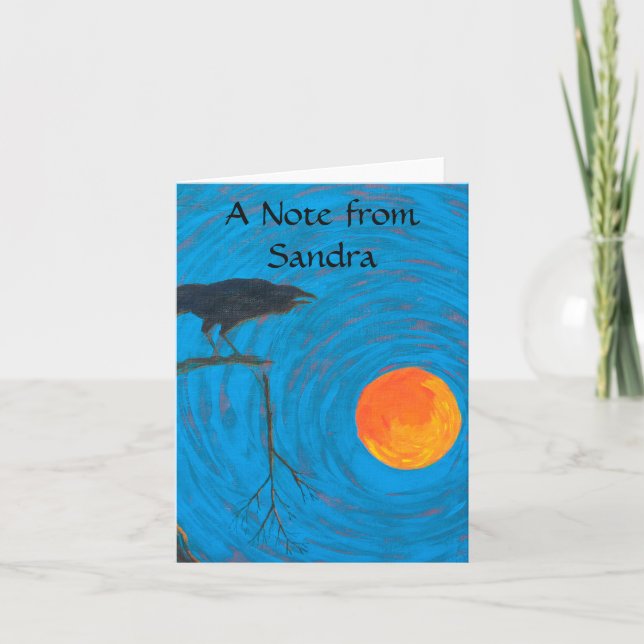 Raven och Full Moon Anteckningskort (Framsida)