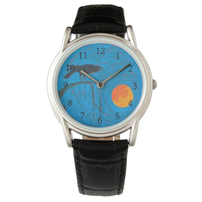 Raven och Full Moon Wrist Watch Armbandsur (Framsida)