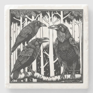 Raven och hennes barn i Treetops Stenunderlägg