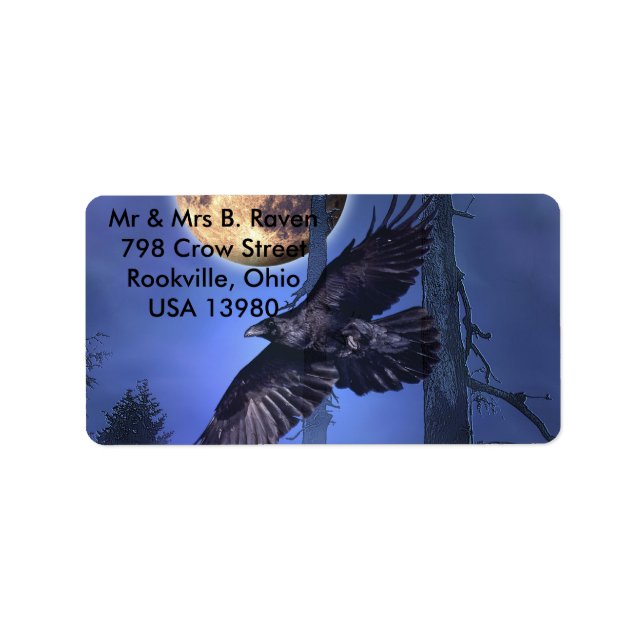 Raven- och Måne-etiketter Adressetikett (Framsidan)