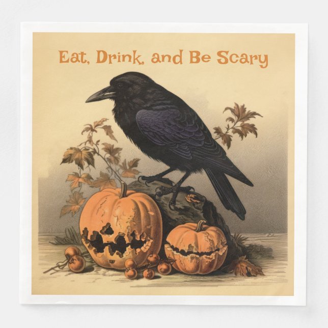 Raven och Pumpkins Halloween: Ät, Drink, var Scary Pappersservett (Framsida)