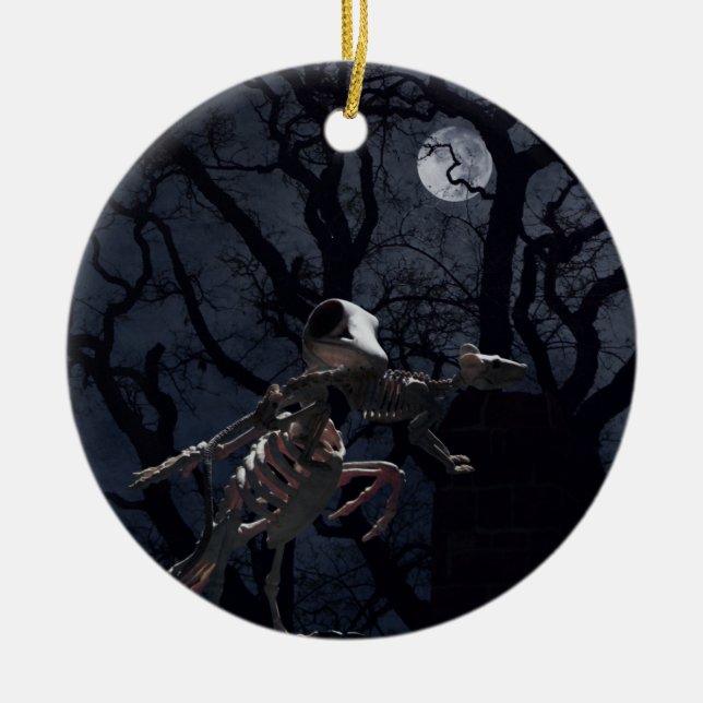 Raven och Råtta Skeleton i Moonlight Julgransprydnad Keramik (Framsidan)