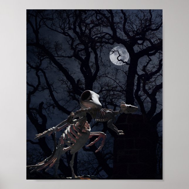 Raven och Råtta Skeleton i Moonlight Poster (Framsidan)