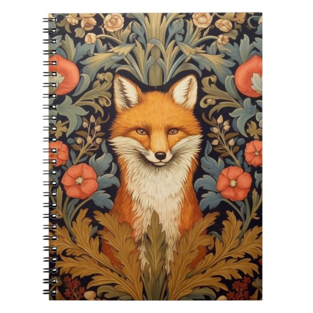 räven och rödblommorna art nouveau stil anteckningsbok (Framsidan)