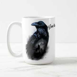 Raven och vargen som hovar vid måne kaffemugg
