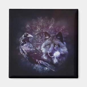 Raven och Vargen - Vegvisir och Livets träd Magnet