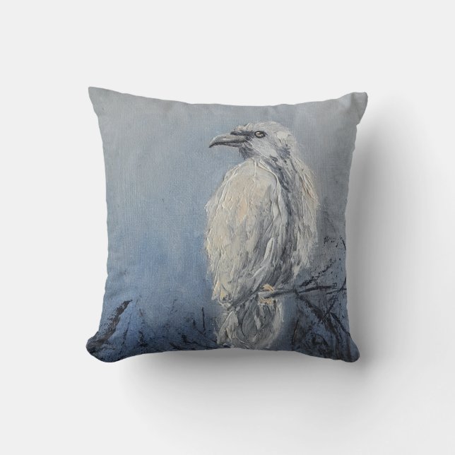 Raven Oljemålning Symbol Wisdom Myasty Meditatio Kudde (Framsida)