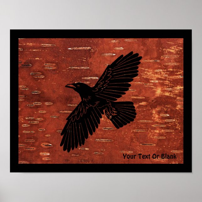 Raven On Inner Birch Bark Poster (Framsidan)
