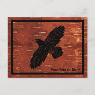 Raven on Inner Birch Bark Vykort