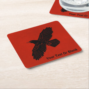 Raven On Red Underlägg Papper Kvadrat