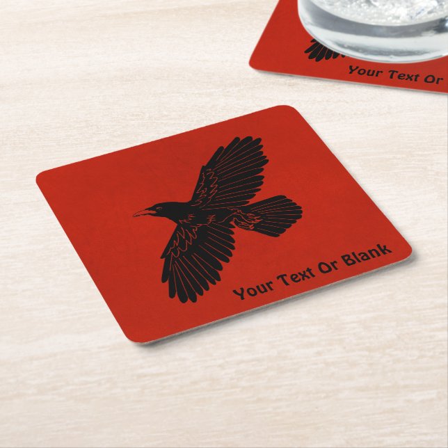 Raven On Red Underlägg Papper Kvadrat (Vinklad)
