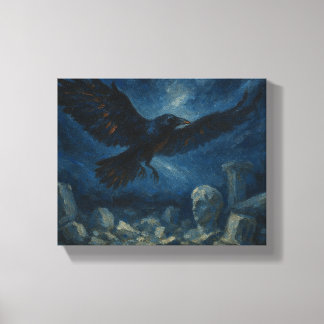Raven över antika stenar - Mörk Fantasy Gothic Canvastryck