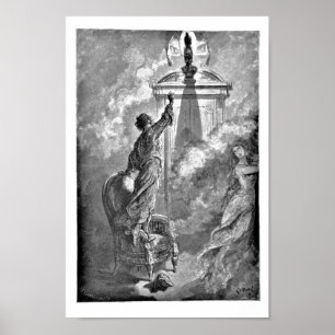 Raven på Bust Edgar Allan Poe Dore Illustration Poster