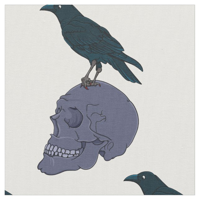 Raven på en mänsklig skull tyg (Närbild)