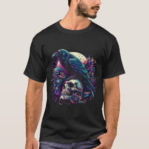 Raven på en Skull, gotiic T Shirt