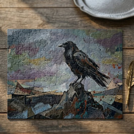 Raven på Peak – Impasto Corvid Mörk Gothic Pussel