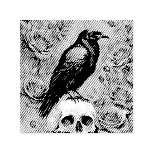 Raven på Skull med Ro Självfärgande Stämpel (Design)
