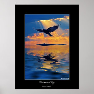 Raven på Sunset Wildlife Fantasy Art Poster