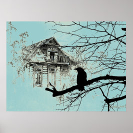Raven på Träd, huset i Ruins Poster