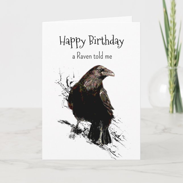 Raven Personality Birthday Roligt Bird Art Kort (Framsida)