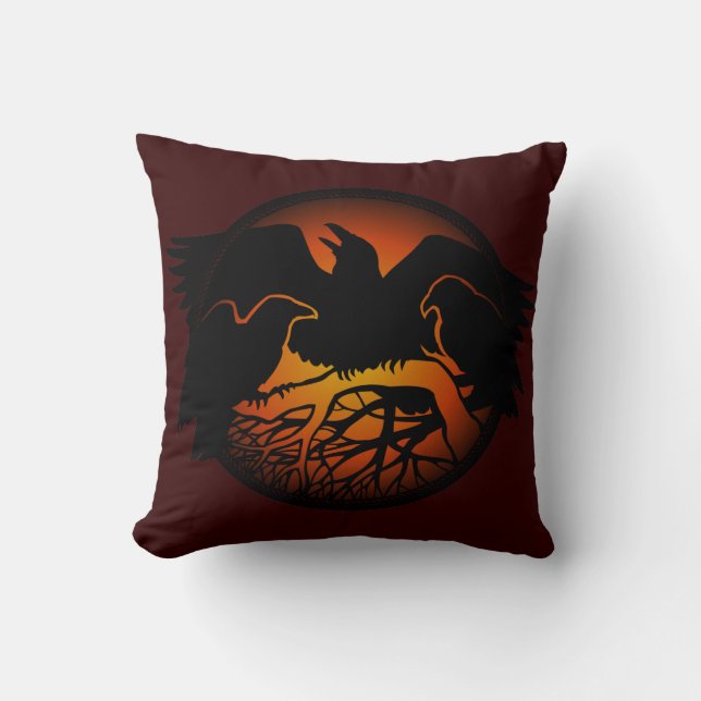 Raven Pillows First Nations Raven Art Pillows Kudde (Framsida)