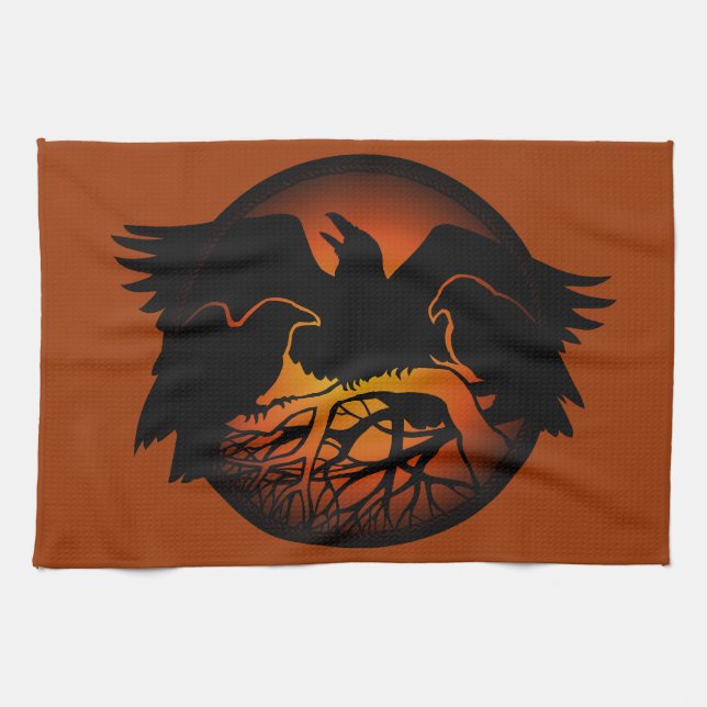 Raven Plate First Nations Raven Art Serving Tallri Kökshandduk (Horisontell)