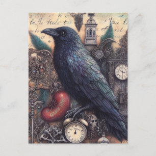 Raven Poe Kollage Vykort
