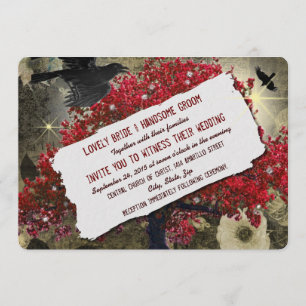 Raven Red Träd Gothic Wedding bjudande Inbjudningar