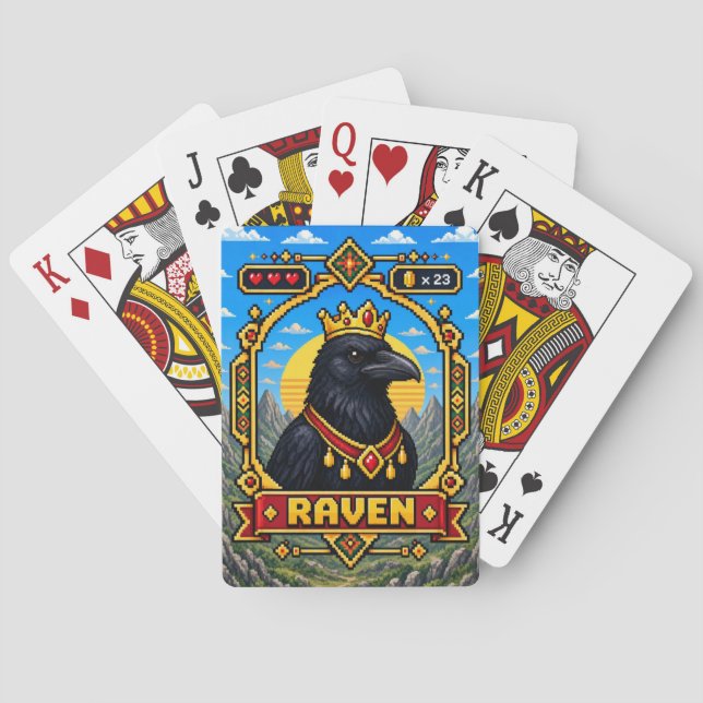 Raven Retro 8-Bit Pixel Art Casinokort (Baksidan)