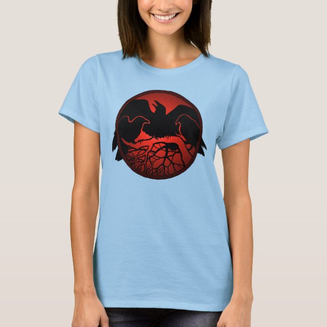 Raven Ringer Shirt Raven Women's Kråka Art Shirts Tee (Framsida)