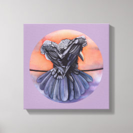 Raven Ruffling Feathers Roosting Kråka Bird Art Canvastryck