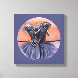 Raven Ruffling Feathers Roosting Kråka Bird Art Canvastryck