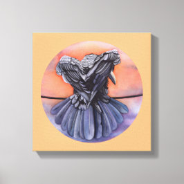 Raven Ruffling Feathers Roosting Kråka Bird Art Canvastryck