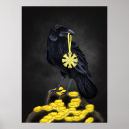 Raven Rune: Aegishjalmur Magic on Black Stone Poster