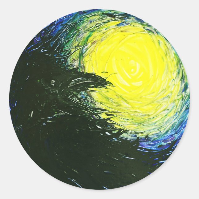 Raven Runt Klistermärke (Framsida)