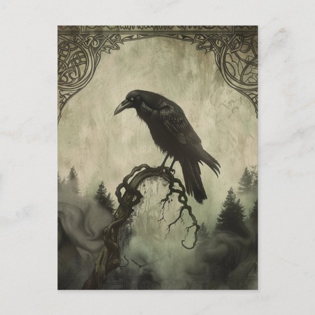 Raven Samhain Halloween Greeting Card Helg Vykort (Framsida)