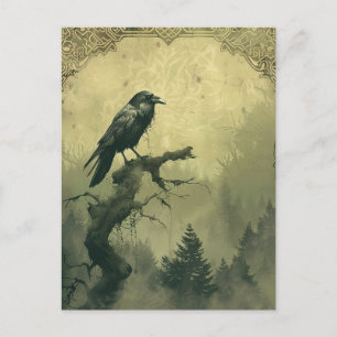 Raven Samhain Halloween Greeting Card Helg Vykort