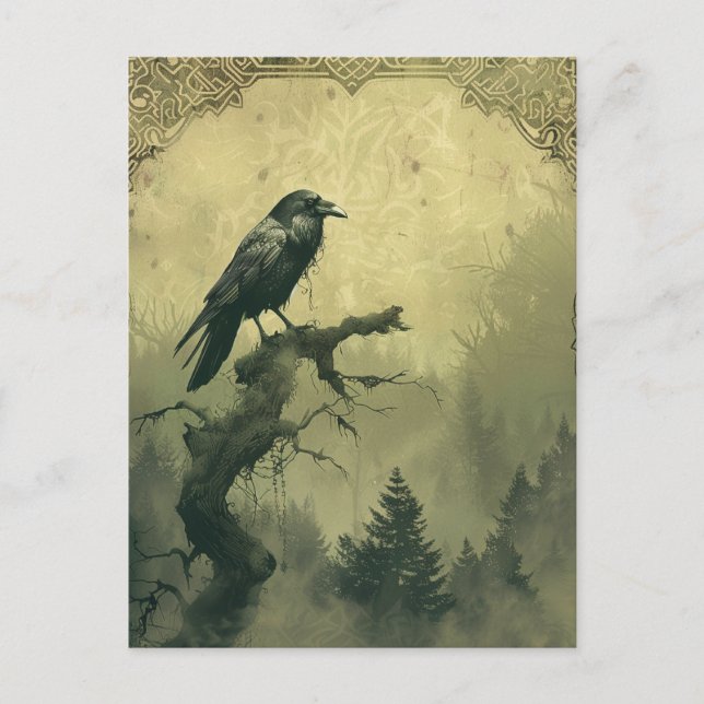 Raven Samhain Halloween Greeting Card Helg Vykort (Framsida)