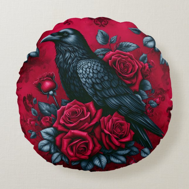 Raven Sång Round Pillow Rund Kudde (Framsidan)
