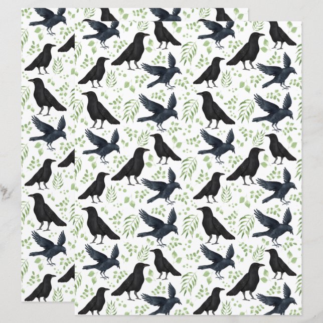 Raven Scrapbookpapper i Vitt (Fram/baksida)