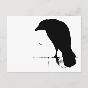 Raven Silhouette - Vintage Goth Ravens & Kråkas Vykort