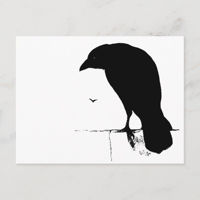 Raven Silhouette - Vintage Goth Ravens & Kråkas Vykort (Framsida)