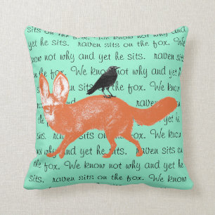 Raven Sits på räven Kudde