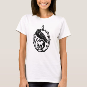 Raven Skull Line Art T Shirt