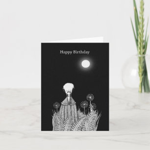 Raven Skull under Måne-taloky Goth Scary Birthday Kort